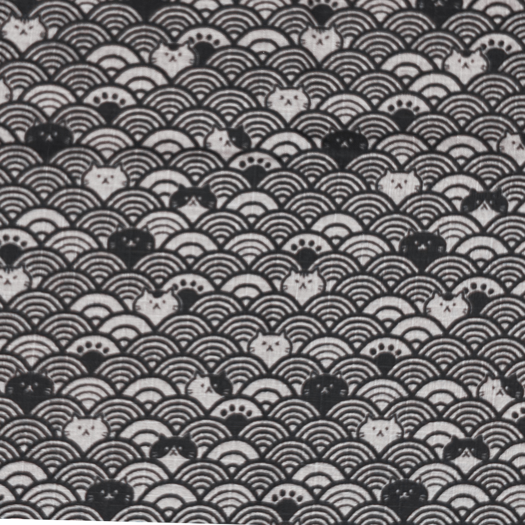 Muster Seigaiha grau-schwarz