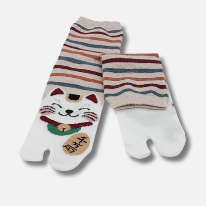 Tabi Maneki-neko beige