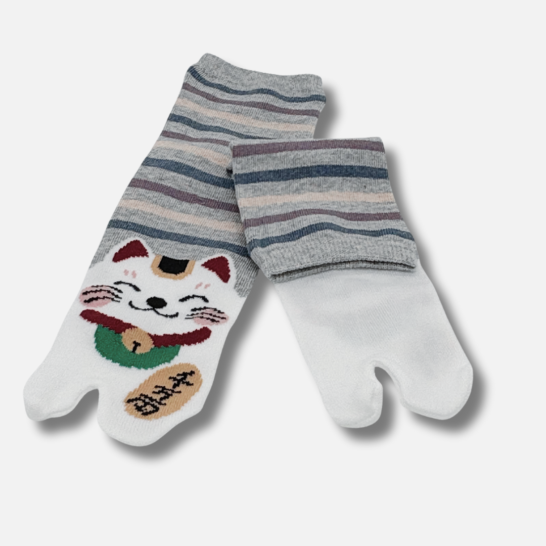 Tabi Maneki-neko grau